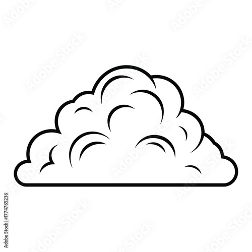Simple outline drawing of a fluffy cumulus cloud