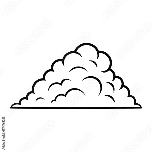 Simple outline drawing of a cumulus cloud on a white background