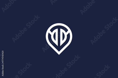 Minimal letter dd with location logo icon design vector template