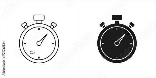 Stopwatch icon, time measurement tool