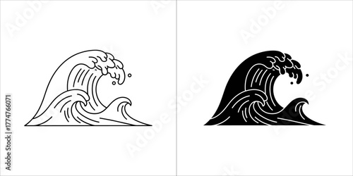 Two versions of a wave illustration