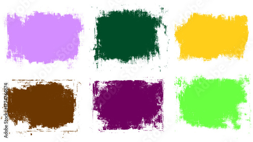 Rectangle text boxes. Dirty distress texture banners. Grungy painted objects. 