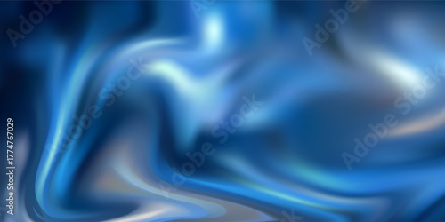 Abstract blue metallic fluid background with smooth light reflections and glossy texture, modern gradient art for wallpaper or digital design.