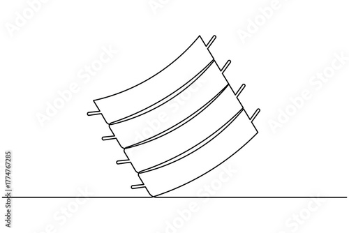 Human rib bone continuous one line drawing on white background minimalist anatomy cage outline vector illustration