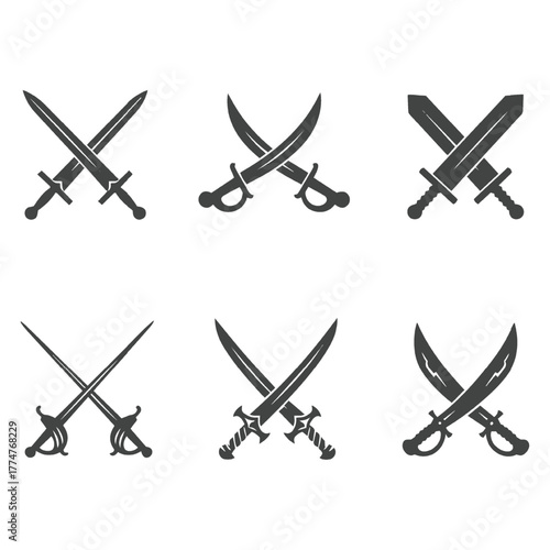 Vintage Crossed Swords and Sabers Emblems Collection
