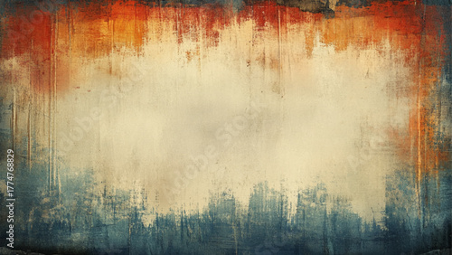 Brown grunge cement wall with colorful border texture. copy space for text. 