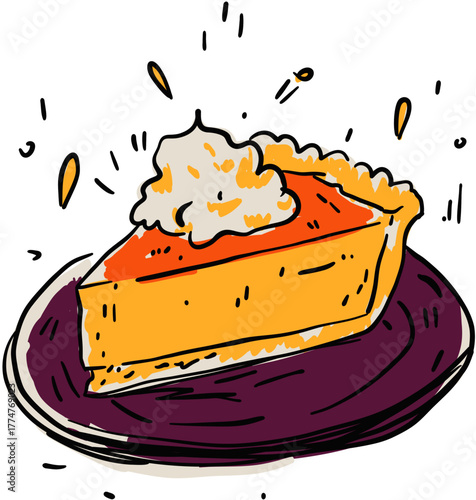 Pumpkin Pie Slice with Cream Classic Thanksgiving Dessert Icon