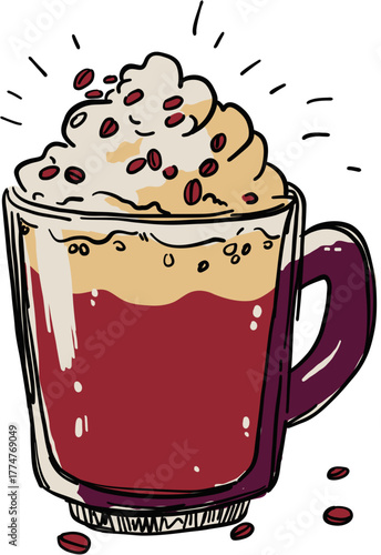 Hot Cocoa with Whipped Cream Warm Fall Chocolate Drink Icon