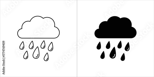Rainy weather forecast with cloud and raindrops