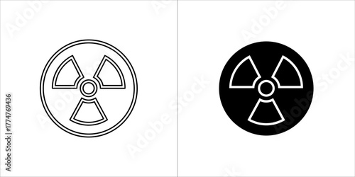 Radiation symbol icon set in black and white