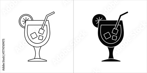 Cocktail line icon, vector illustration