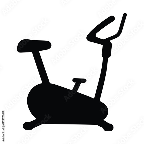 Silhouette of an exercise bike, cardio equipment for fitness activity