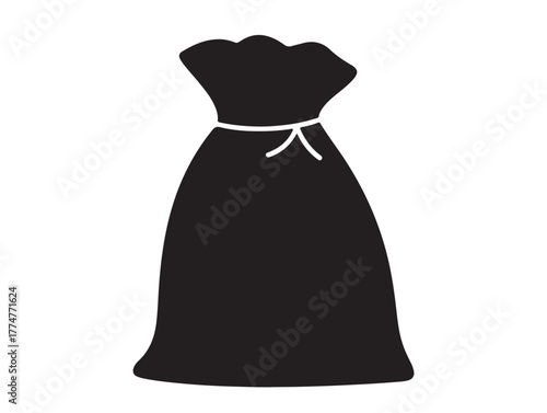 Christmas bag icon in silhouette white background.