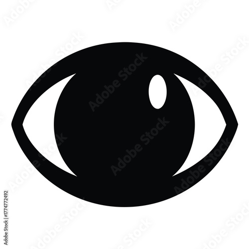 Simple Black and White Eye Icon for Vision and Awareness Symbolism