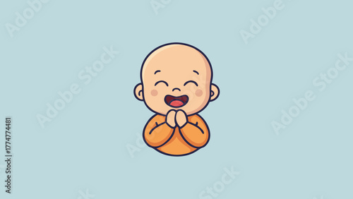 Happy Cartoon Baby Clapping Hands With Joyful Expression