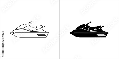Outline and silhouette of a jet ski