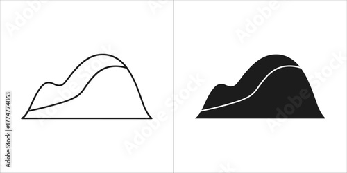 Outline and silhouette of rolling hills or dunes