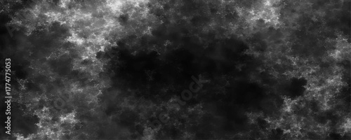Abstract black and white grunge texture background. Dark cloudy smoke or fog pattern. Dramatic horror vector illustration for overlay or wallpaper.