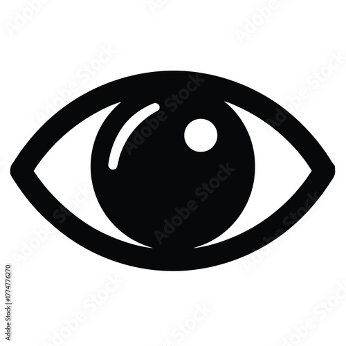 Simple and Bold Eye Icon in Black and White with Full View