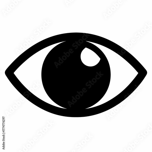 Simple minimalist black and white eye symbol representing vision and sight