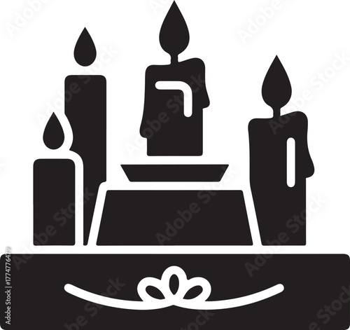 Candle altar icon  minimalist ofrenda element, spiritual tone 