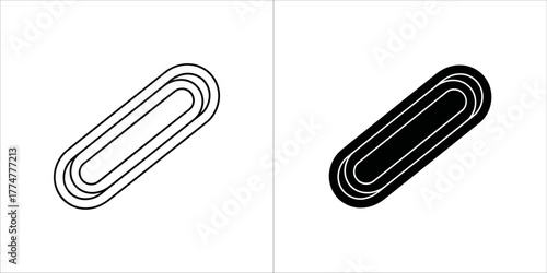 Outline and solid black icon representing a link or connection