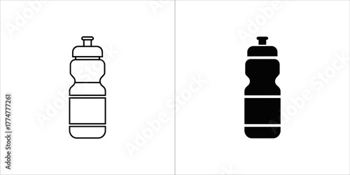 Two water bottle icons, one outline and one silhouette