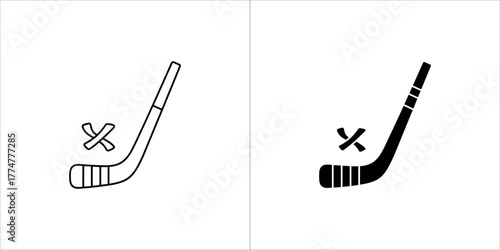 Hockey stick icon with a cross symbol