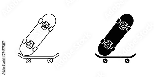 Skateboard icon with a cross symbol
