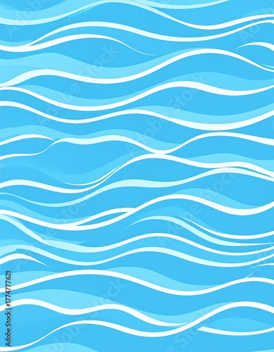 Simple illustration of rolling, stylized blue and white wavy lines