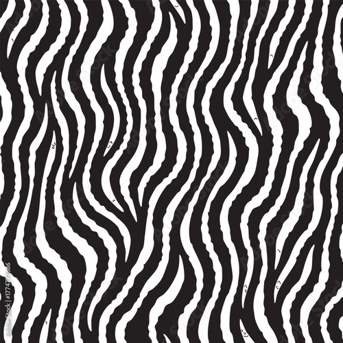 Black and white wavy zebra stripe pattern seamless texture stripes