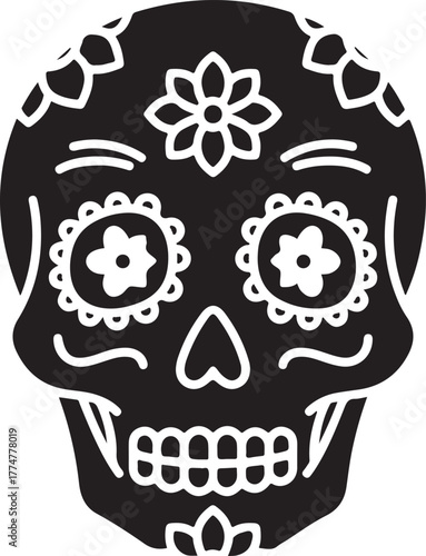 Sugar skull icon  decorated calavera face 