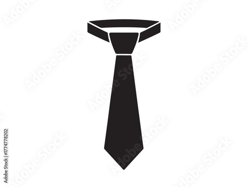 Christmas tie icon in silhouette white background.