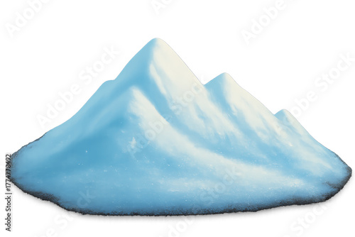 Illustrative depiction of a serene winter snowdrift, showcasing a majestic peak covered in glistening frost and icy tranquility