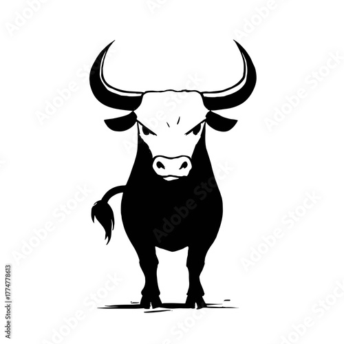 bull. bull simple black and white line art vector logo