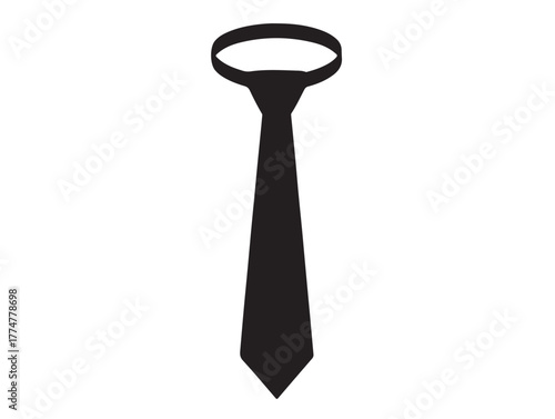 Christmas tie icon in silhouette white background.