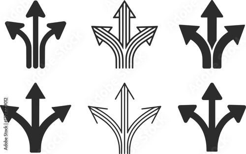 Triple Arrow Vector Icons, Direction Path Symbol Design