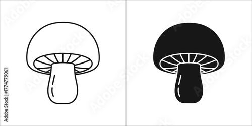 Mushroom icon outline and silhouette
