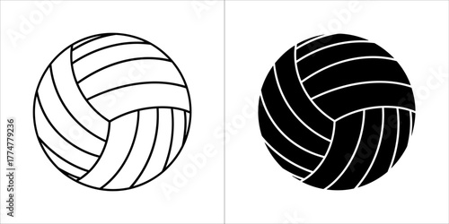 Outline and silhouette of a volleyball
