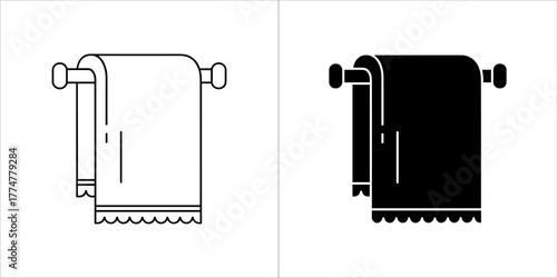 Towel icon in outline and solid black