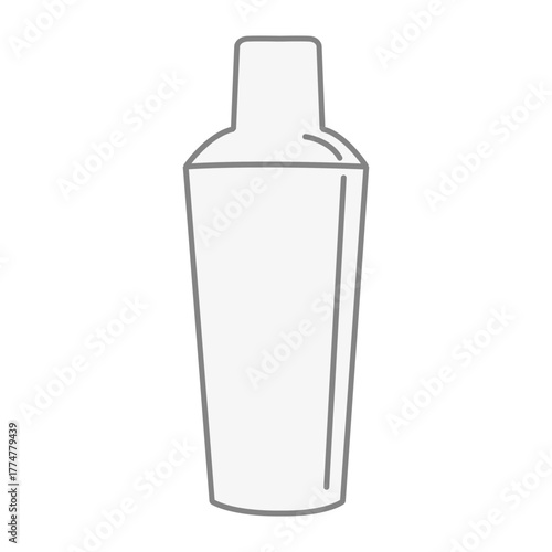 Simple Gray Outline Vector Icon of a Cocktail Shaker, Symbolizing Bars, Drinks, and Bartending