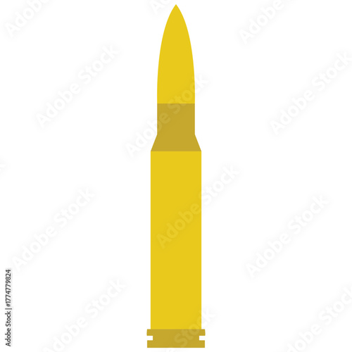 Single Rifle Bullet Cartridge Ammunition Flat Design Icon Vector Illustration Isolated