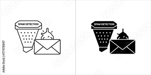 Spam detection icon with email and filter