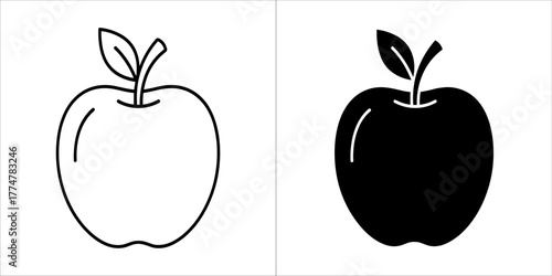 Outline and silhouette of an apple