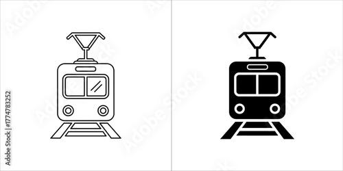 Outline and silhouette of a tram