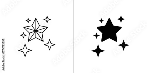 Star icons in outline and solid black