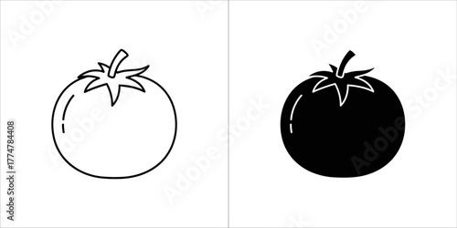 Tomato icon, fruit symbol, vegetable, produce, healthy food