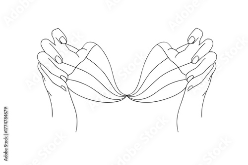 Elegant hand gestures creating abstract shapes, a modern design element with clean lines, perfect for minimalist branding and artistic projects