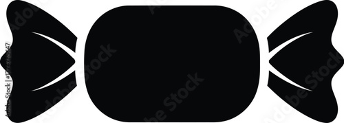 Simple black silhouette of a wrapped candy icon