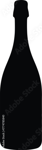 Black silhouette of a classic glass bottle with a narrow neck